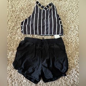 NWT striped black and white bikini set